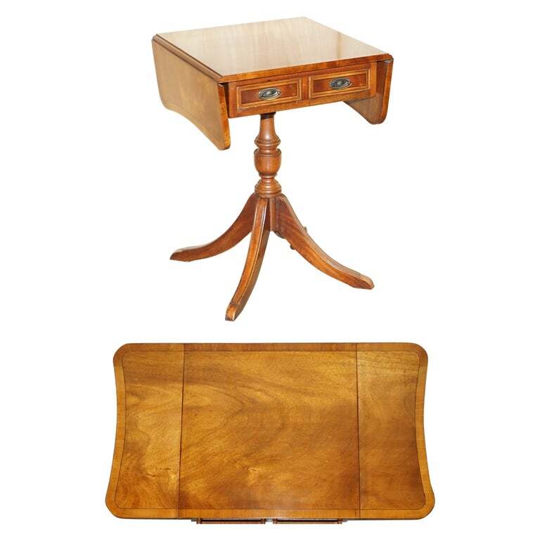 LOVELY BEVAN FUNNELL EXTENDING MAHOGANY SIDE END LAMP WINE CARD TABLE WOOD TOP