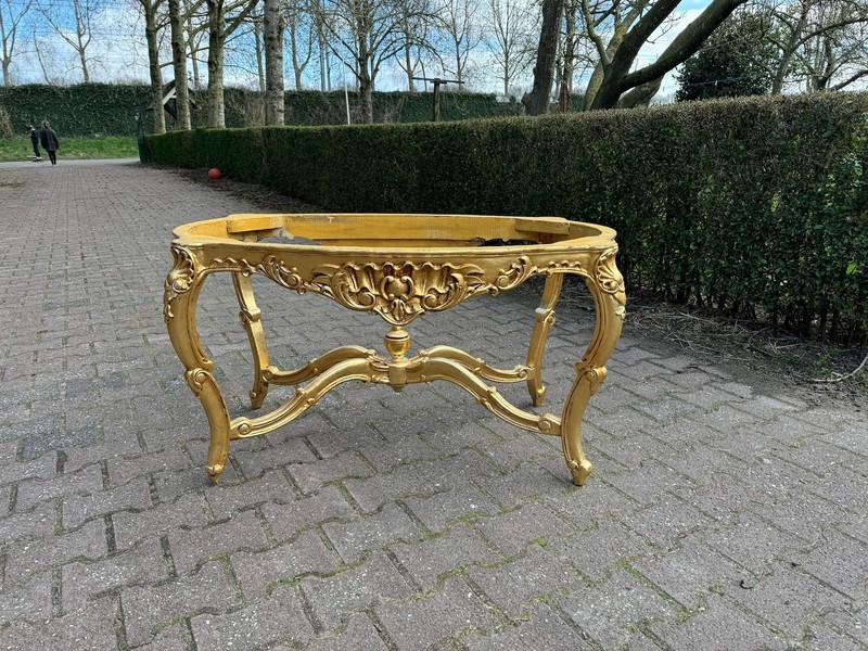 Table Louis XVI Gold Leaf Marble Coffee Table French 1940s Vintage gallery