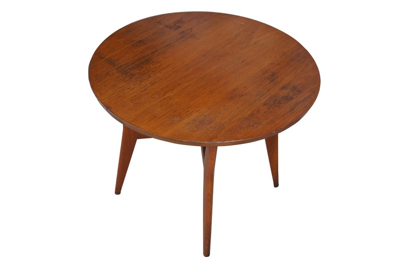 Mersman Mid Century Modern Scandinavian Style Walnut Round Side End Table 28" gallery