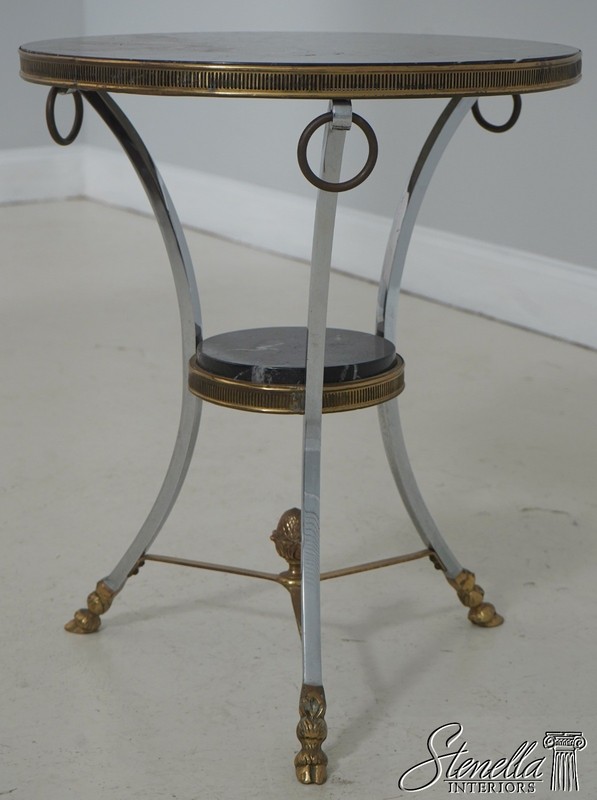 LF71178: Regency Style Steel & Brass Marble Top Occasional Table gallery