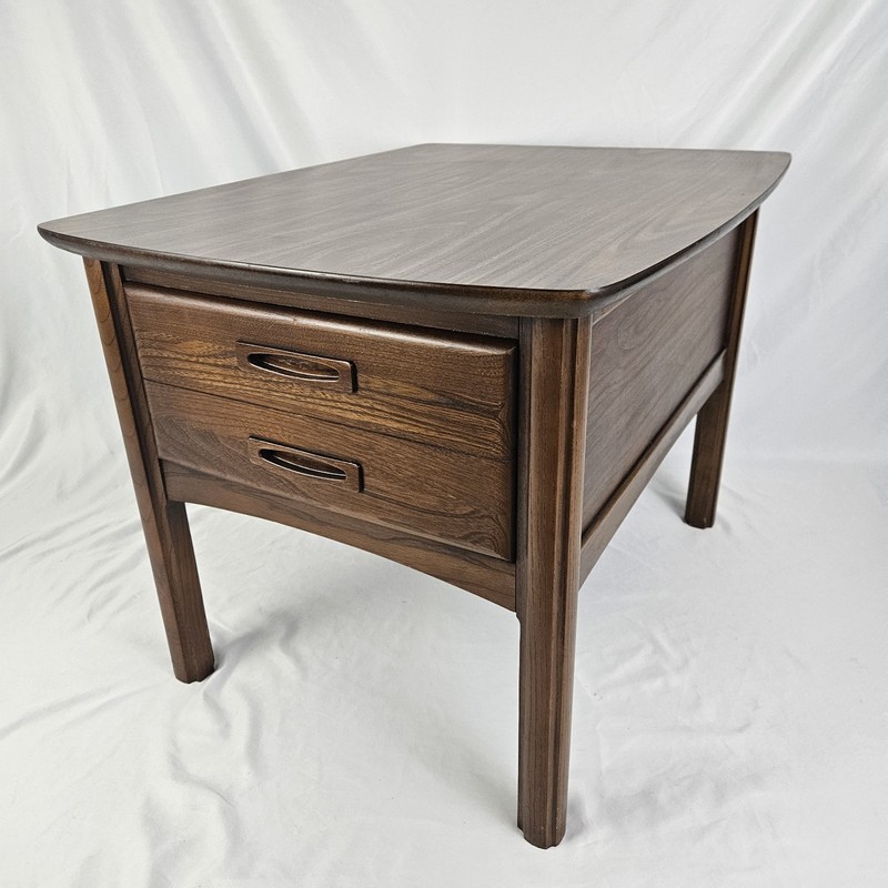 Mid-Century End Table Walnut w Drawer 60's Vintage Harmony Furniture gallery