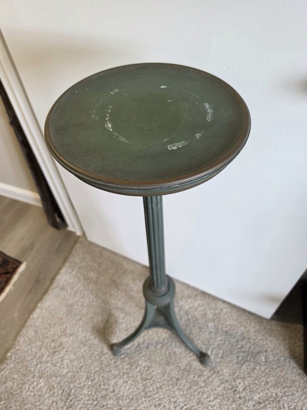Vintage Plant Fern Stand Pedestal Table Antique Green 3 Leg Base 41"x 11"