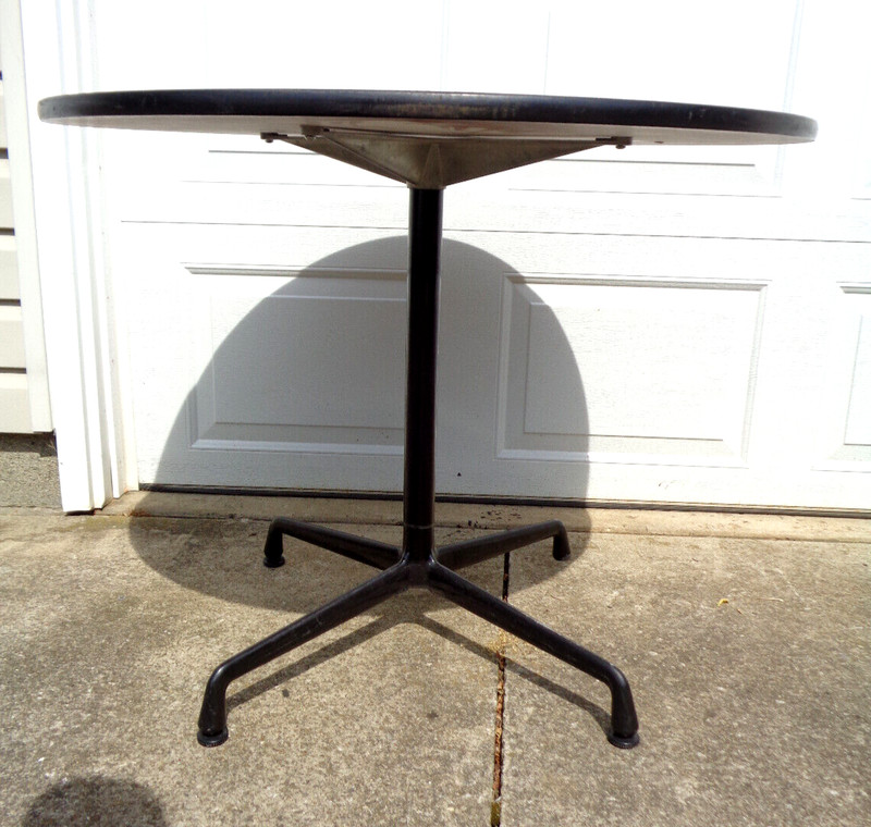 36″ ROUND SIGNED HERMAN MILLER EAMES BISTRO TABLE, HAVE 4 AVAILABLE…