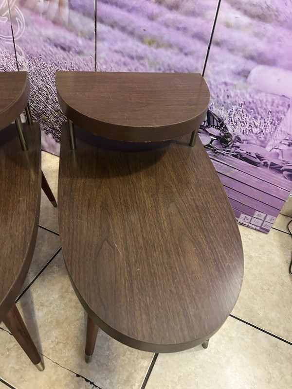 2 Mid Century Modern 2 Tier End Side Tables 1960's Formica Tops gallery