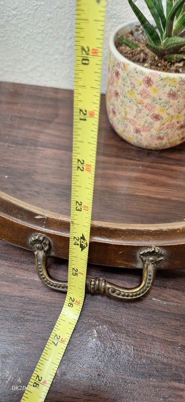 Table Top Wood And Glass Serving Tray Top 25” x 16” Antique Unique gallery