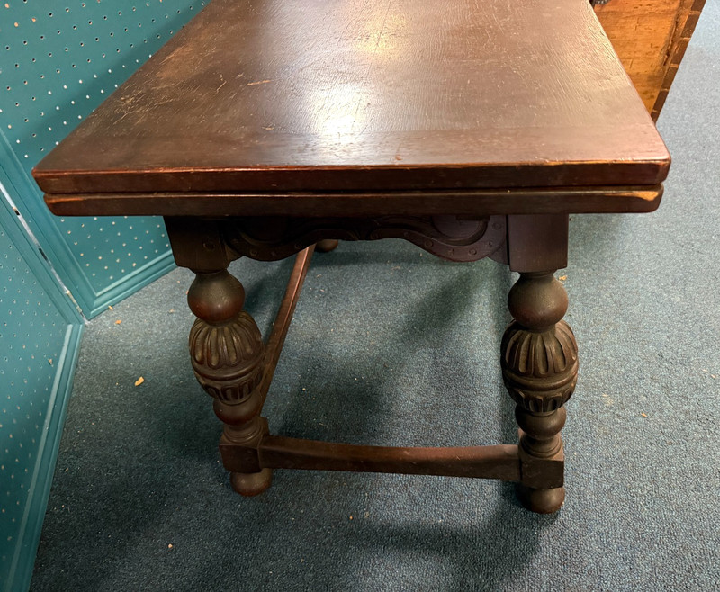 ANTIQUE OAK LIFETIME JACOBEAN DRAW LEAF ACCENT TABLE Local Pickup NORTH CAROLINA gallery