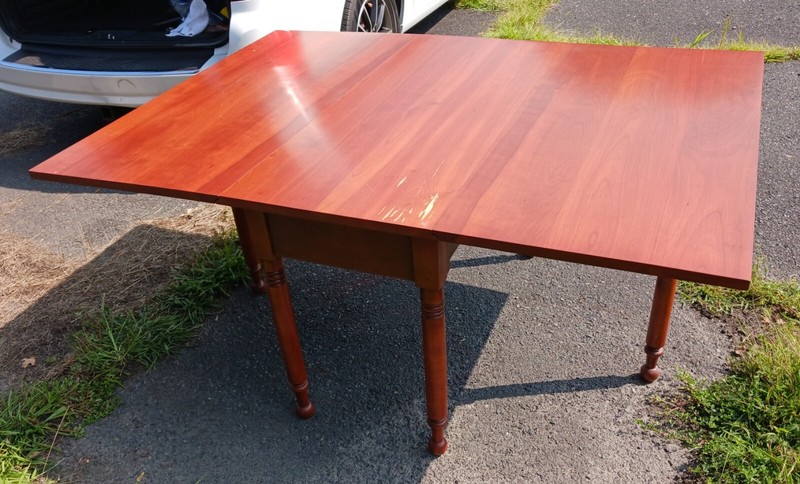 Antique American Sheraton Style Cherry Drop Leaf Dining Table Gate Leg gallery