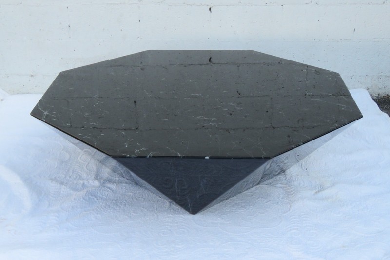 Mid Century Modern Style Octagonal Geometric Marbleized Coffee Table 3439 gallery
