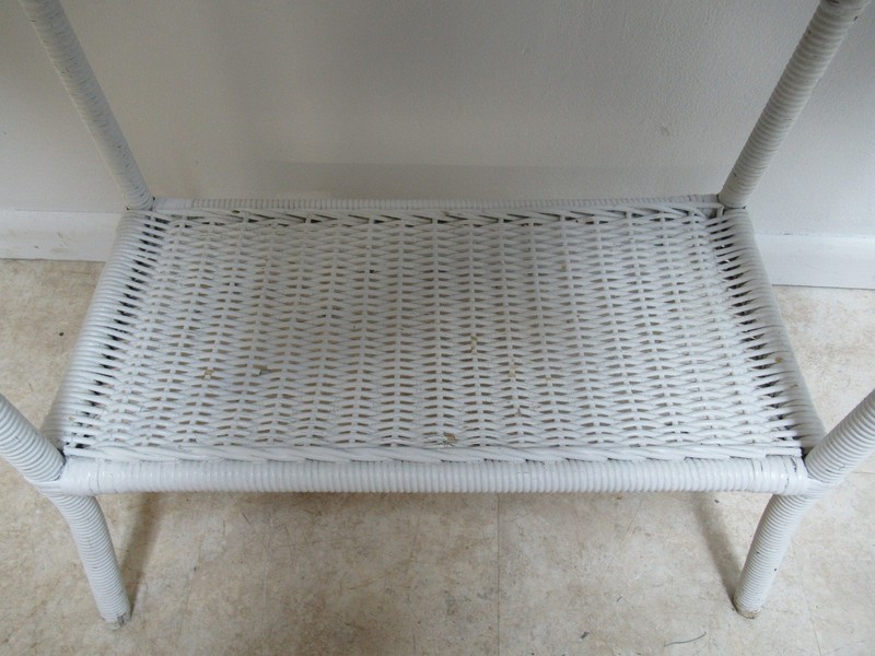 Antique Wicker Outdoor Porch Petite Sofa Hall Serving Table gallery