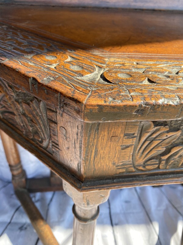 Antique Game Table Carved Oak Flip Top Card Table gallery