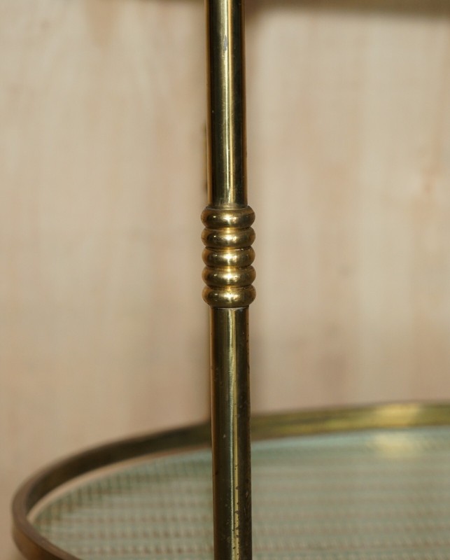 ANTIQUE ART DECO CIRCA 1920 FROSTED GLASS & POLISHED BRASS CIRCA DRINKS TROLLEY gallery