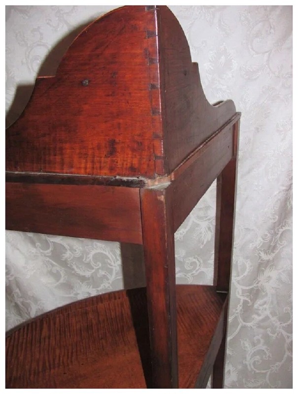 Antique American Federal Tiger Maple Corner WashStand Circa 1810 gallery