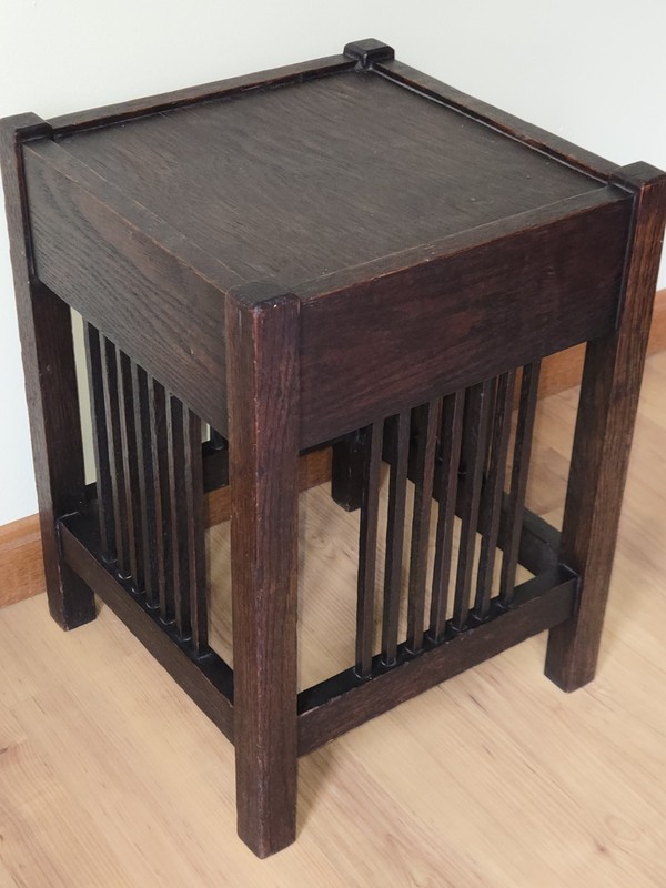 Antique Arts & Crafts / Mission Oak Stand, Side Table, plant, lamp Vtg original gallery