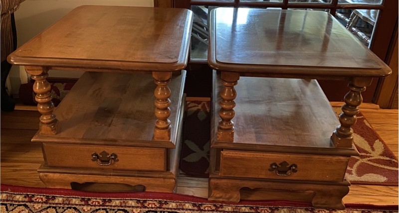 Vintage Traditional Ethan Allen Single Drawer End Table—A Pair gallery
