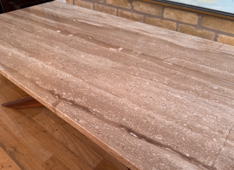 Walnut Wood Marble Jacks Jax Pearsall Craft Coffee Table Vtg Danish Design Mcm gallery