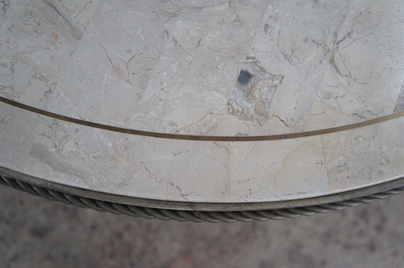 Maitland Smith Round Tessellated Stone Scrolled Iron Coffee Cocktail Table 37" gallery