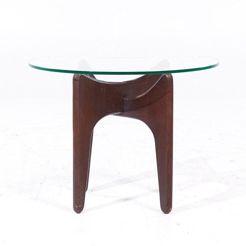 Adrian Pearsall Mid Century Walnut and Glass Side Tables - Pair gallery