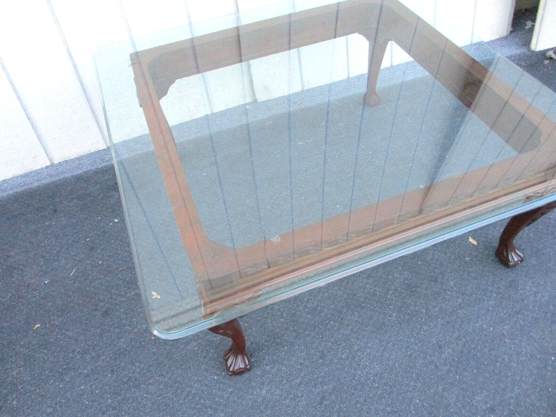 63903 Solid Mahogany Chippendale Glass Top Coffee Table Stand gallery