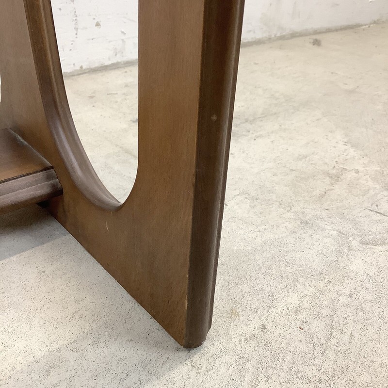 Mid-Century Modern Walnut End Table With Glass Top gallery