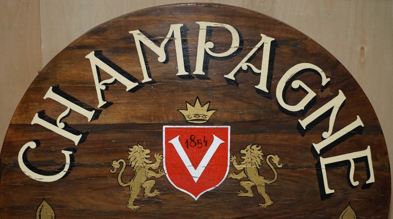 ANTIQUE 1854 FRENCH VENDANGE CHAMPAGNE WINE TASTING TABLE ARMORIAL COAT OF ARMS gallery