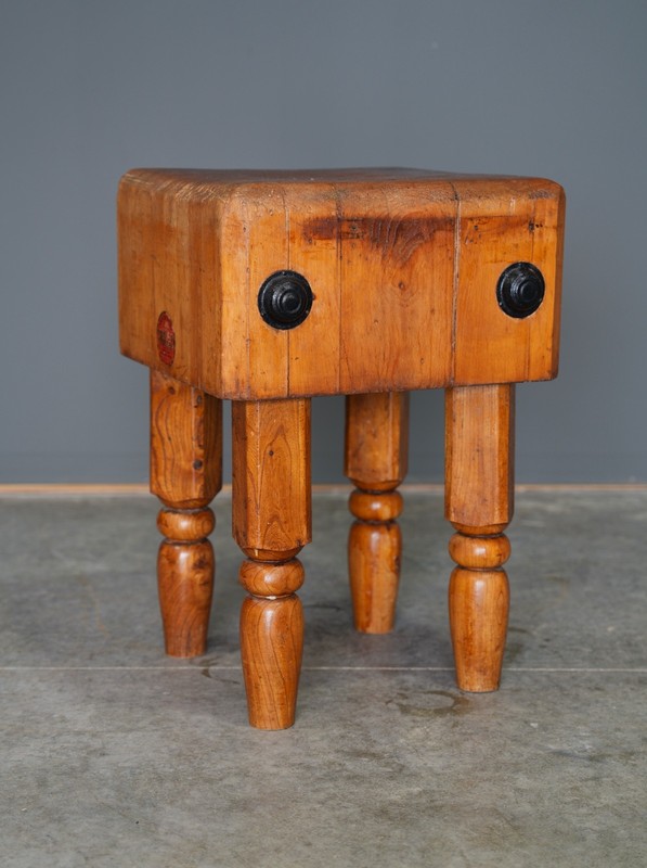 Antique Butcher Block Table Farmhouse Kitchen Island Stand Maple Vintage gallery