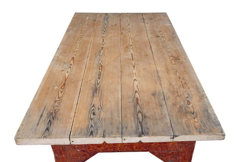 MID 19TH CENTURY RUSTIC HAND PAINTED PINE KITCHEN TABLE gallery