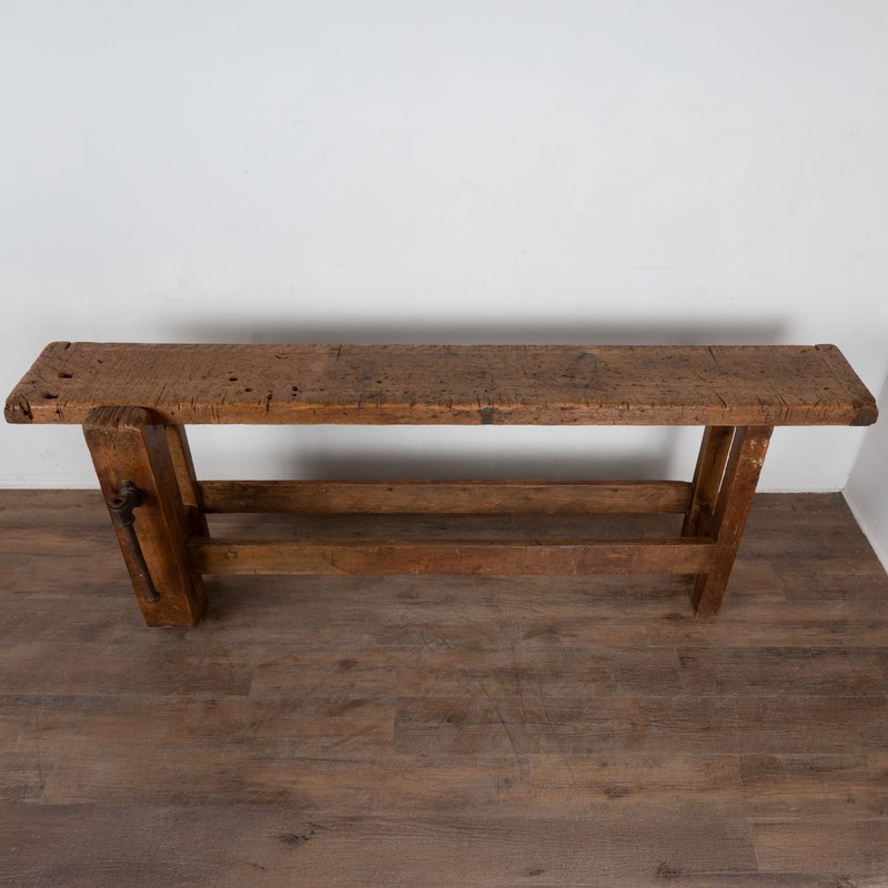 Antique French Rustic Carpenter's Workbench Console Table gallery
