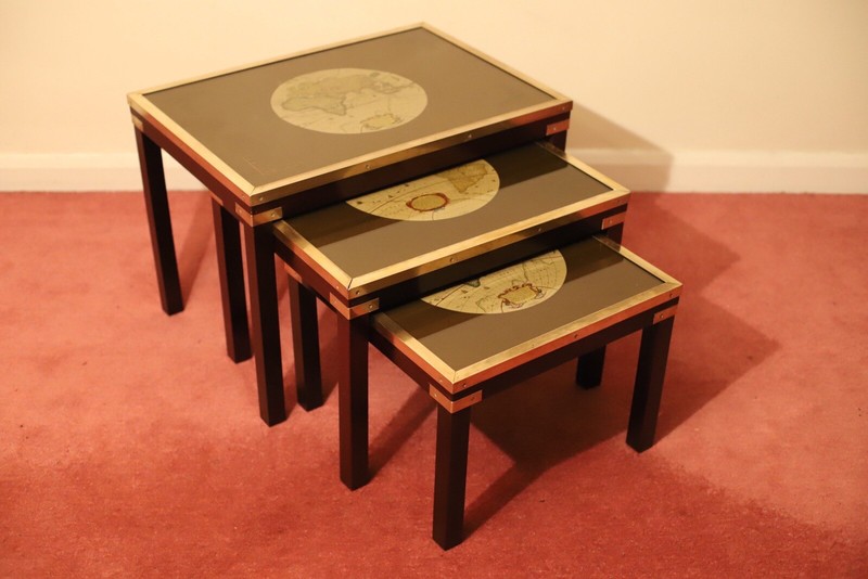 Beautiful Brass Bound Military Campaign Nesting Tables gallery
