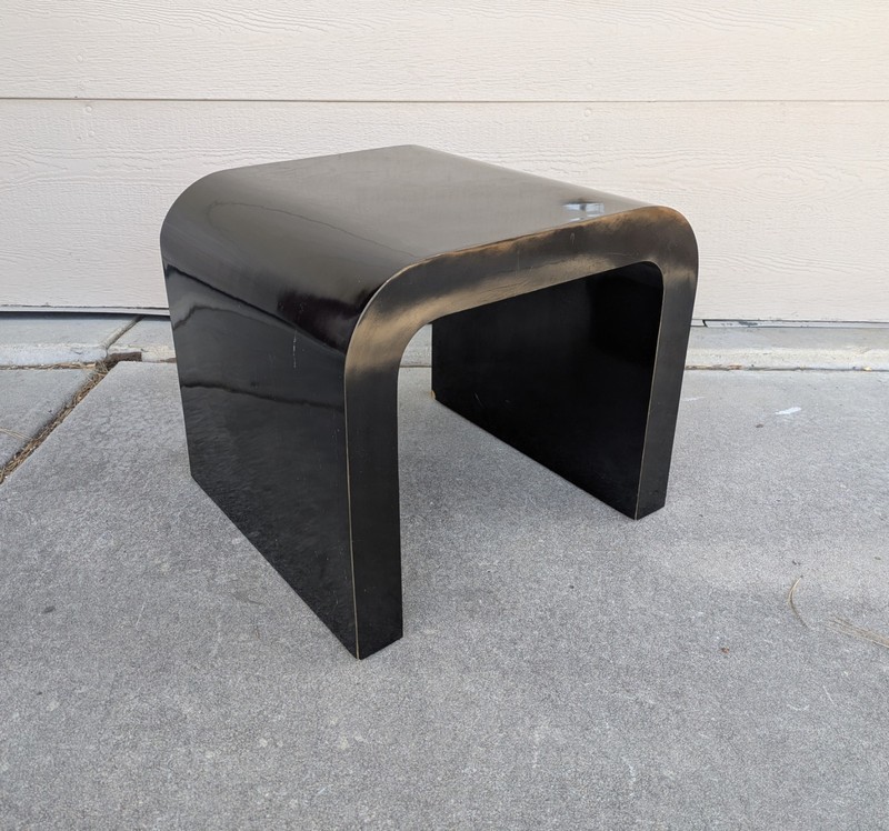 Vintage 1980s Postmodern Black Lacquer Waterfall End Table Glam Art Deco gallery