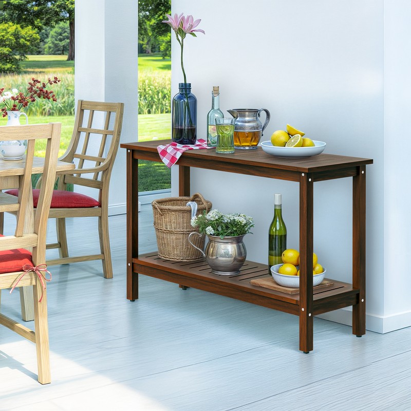 48" Console Table Multiuse Buffet Bar Storage Organizer with Foot Slider Coffee gallery