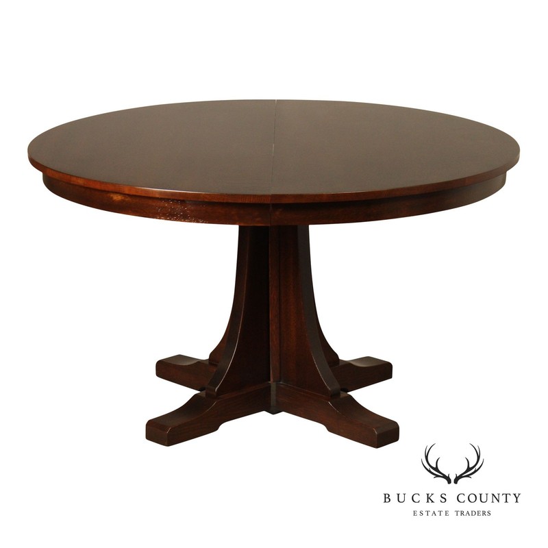 Stickley Mission Collection Round Oak Extendable Dining Table