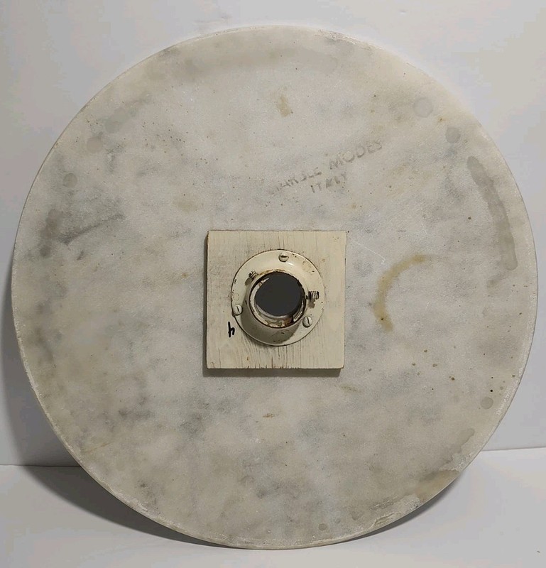 Vintage 15" Italian Marble Table Top (Italy) White & Gray Veining gallery