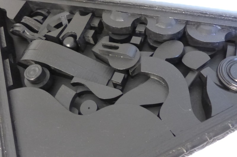 Louise Nevelson (after) Sculptural Collage Black Wood Accent Table Triangle MCM gallery