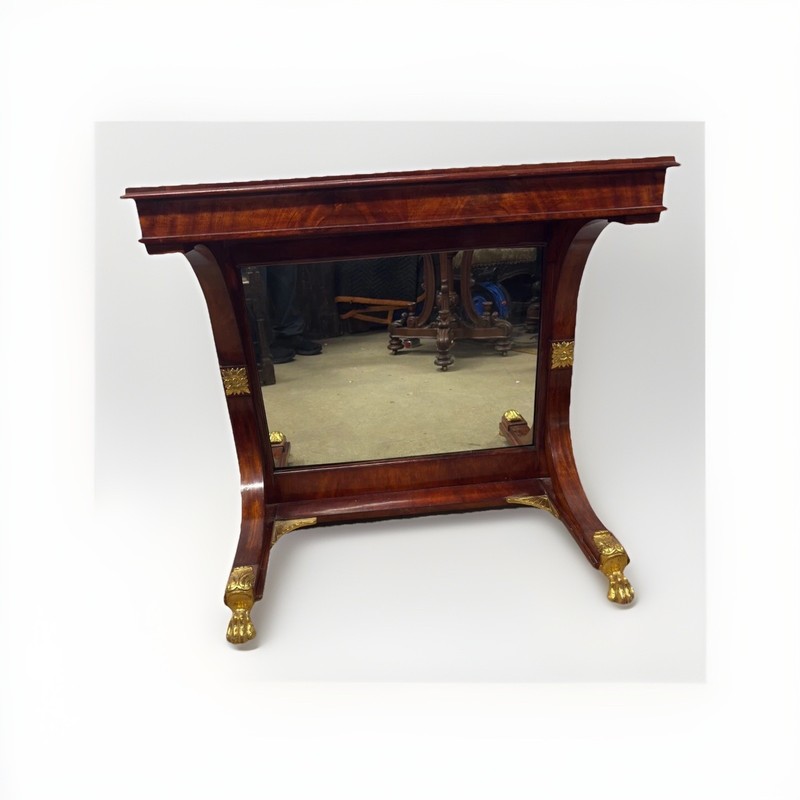 antique French empire pier table mirror stand paw foot parcel gilt mahogany