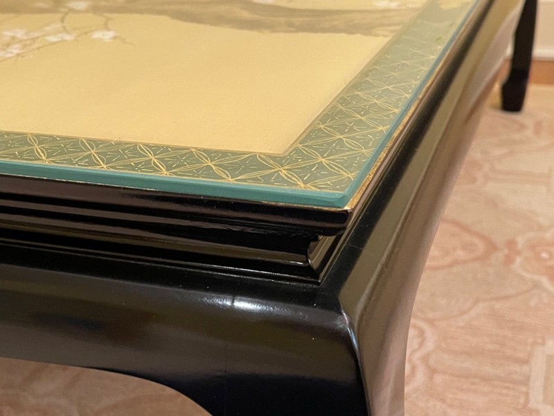Custom Smith & Watson Coffee Table With 19th Century Chinese Silkscreen Inset gallery