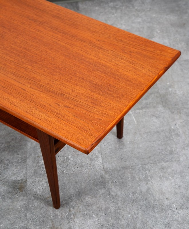 Mid Century Danish Modern Coffee Table Solid Teak Denmark Surfboard Rectangular gallery