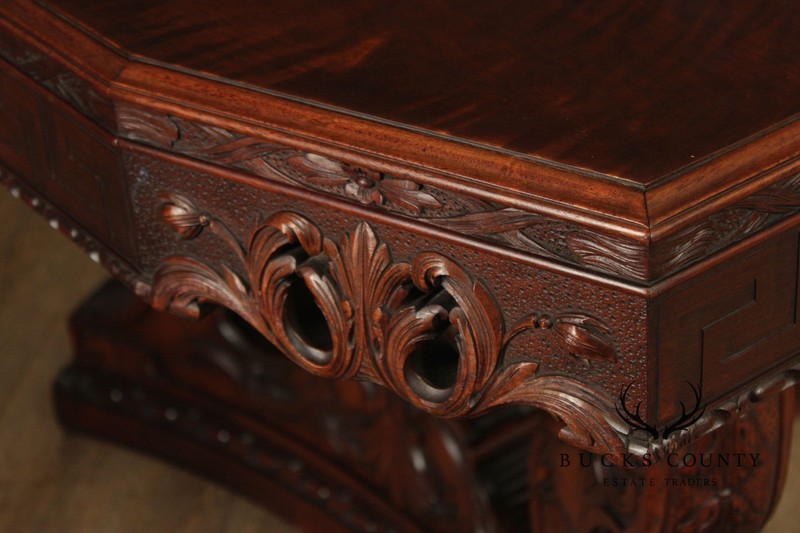 Exceptional Renaissance Revival Style Carved Mahogany Expandable Dining Table gallery