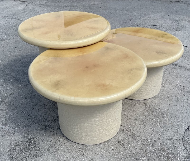 Karl Springer Style Goatskin Mushroom Nesting Tables