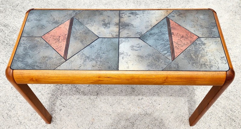 MCM Gangsø Møbler Slate Tile & Teak Console Table 1970s Danish Modern gallery