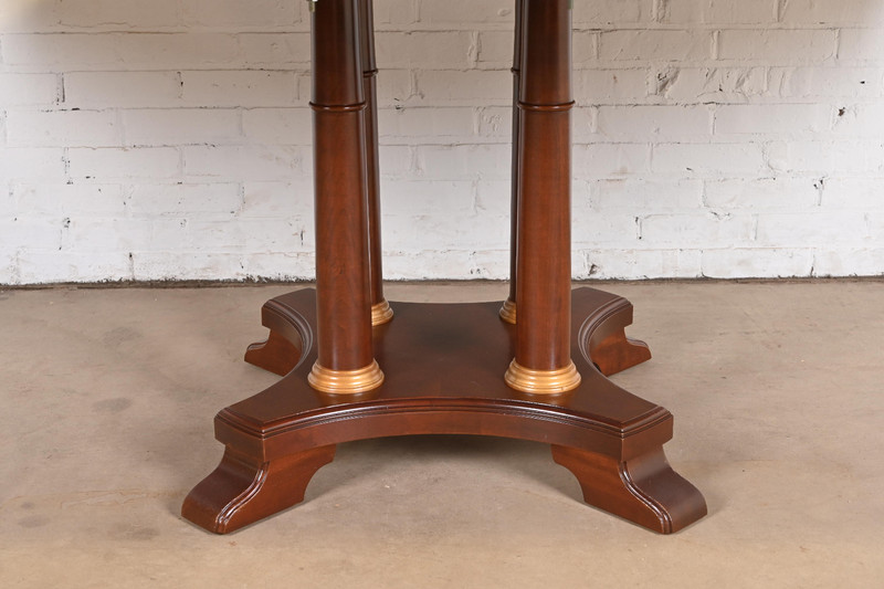 Ethan Allen Neoclassical Cherry Wood Pedestal Extension Dining Table, Refinished gallery