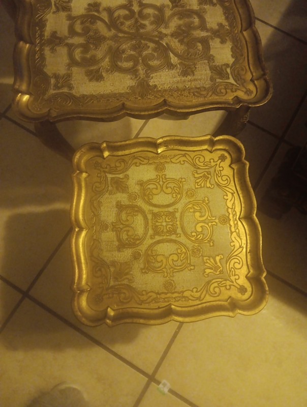 Italian Florentine Antique Gold Nesting Tables Set of Three gallery