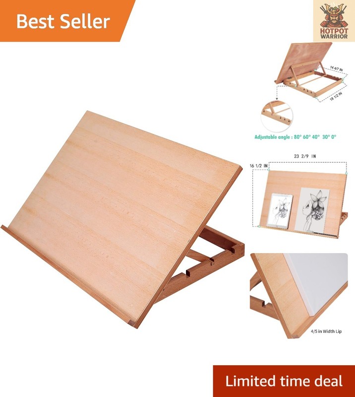 Adjustable Wood Sketching Board Easel – Lightweight & Portable 23 2/9″ x 16 1/2″