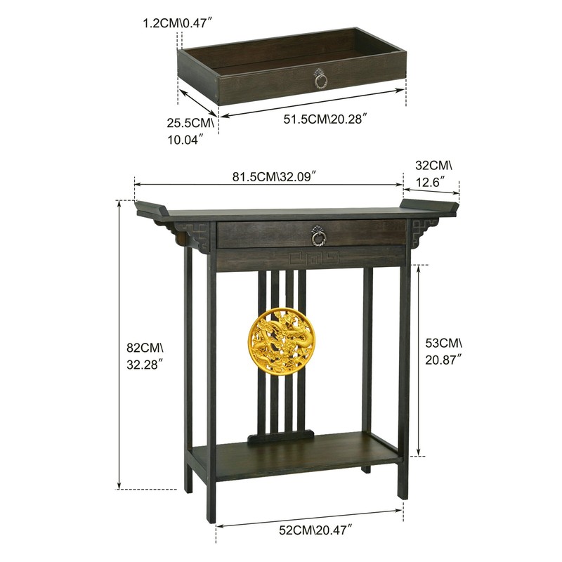 China Style Console Table Vintage Hall Furniture Chic Shelf Drawer End Stand gallery
