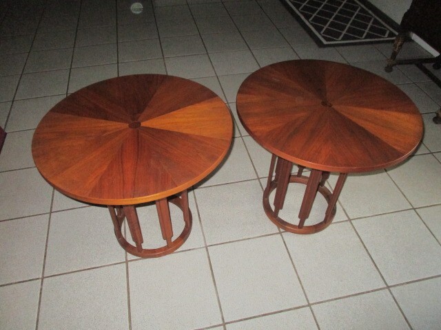 VINTAGE PAIR MCM WALNUT INLAY SIDE TABLES gallery