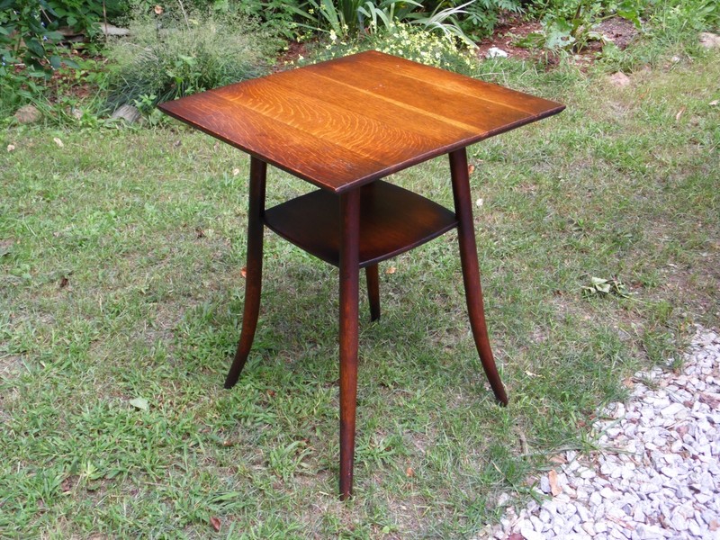 Antique Early 1900's Solid Oak Bentwood Center Table gallery