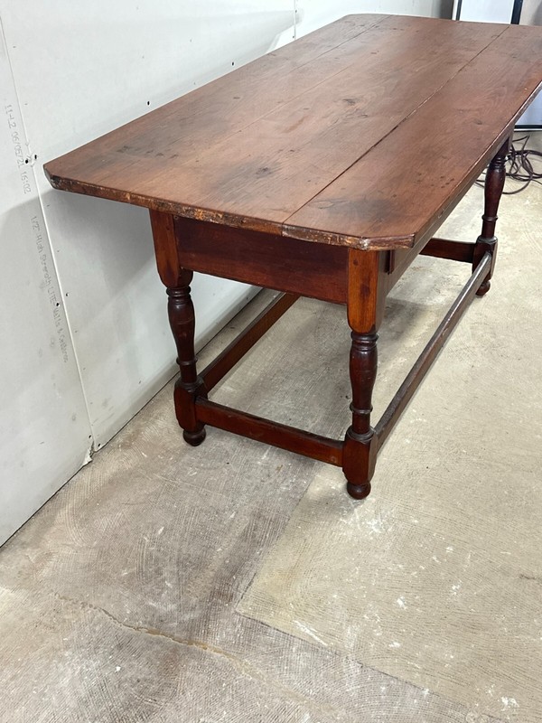Antique William Mary Walnut Farm Table Pa Tavern Pub Stretcher Base 18th Century gallery