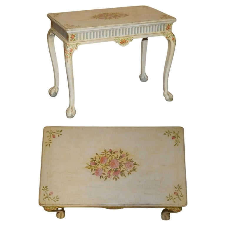 GEORGINA STYLE ANTIQUE CIRCA 1860 VICTORIAN HAND PAINTED OCCASIONAL TABLE DESK