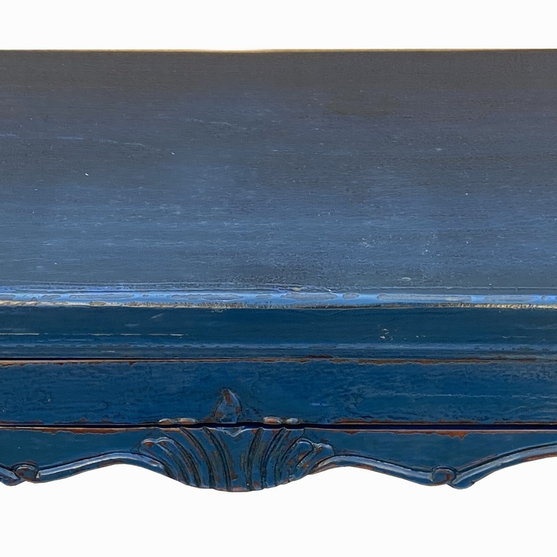 Chinese Distressed Blue Lacquer Apron Curve Legs Console Side Altar Table cs7760 gallery