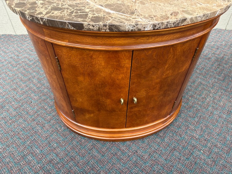 67824 Elegant Oval Marble Top Side Table with Storage Cabinet gallery