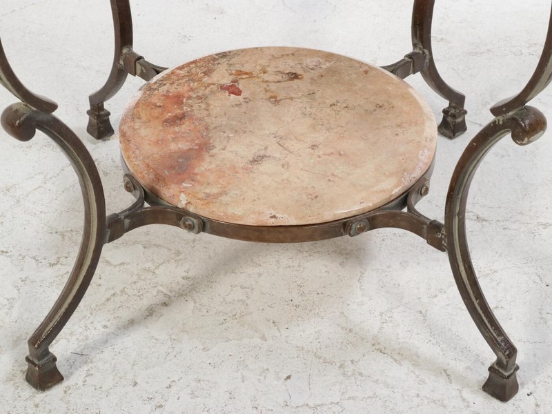 Scrolled Leg Metal Cocktail with Glass Top Side Table Marble Stone French gallery